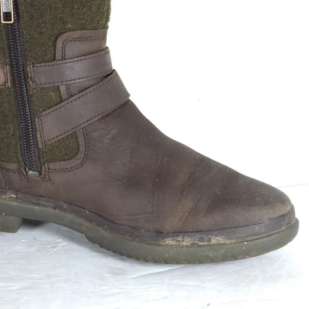 UGG Women's Simmens US 7 Brown Leather Lined LaceUp Waterproof Winter Boots
